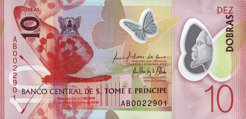 Billet de 10 dobras de Saint-Tomé-et-Principe, 2016