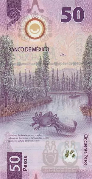 Billet de 50 pesos mexicains : L’héritage des Aztèques et les monstres aquatiques du Mexique (2021)