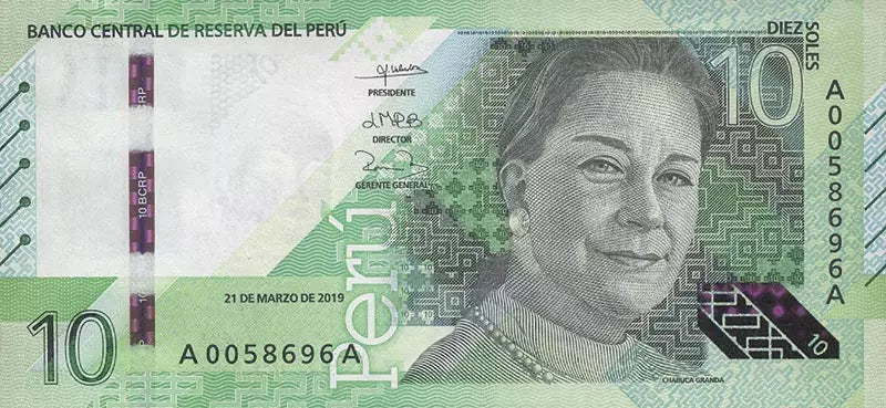 Billet de 10 Soles Pérou María Isabel Granda y Larco / Vicuna 2019