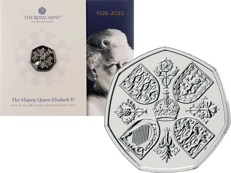 Pièce de 50 pence de Grande-Bretagne à la mémoire de la reine Elizabeth II. 2022