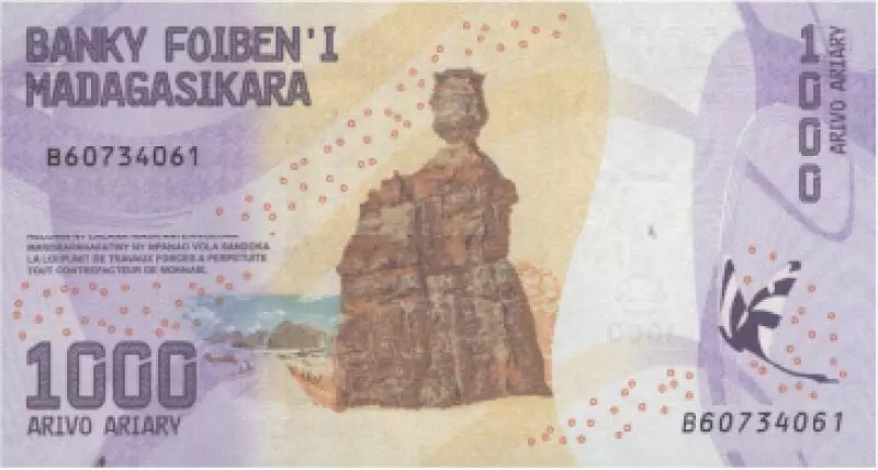 Billets de 100, 200, 500 et 1 000 Ariary Madagascar