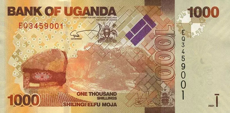 Billet de 1 000 shillings ougandais, Antilope herbeuse, 2021