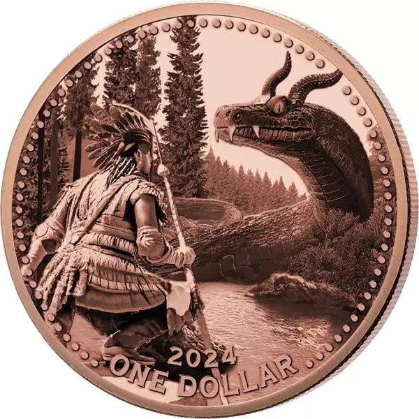 Pièce de 1 dollar américain Mesa Grande Serpent à cornes - L'Uktena 2024
