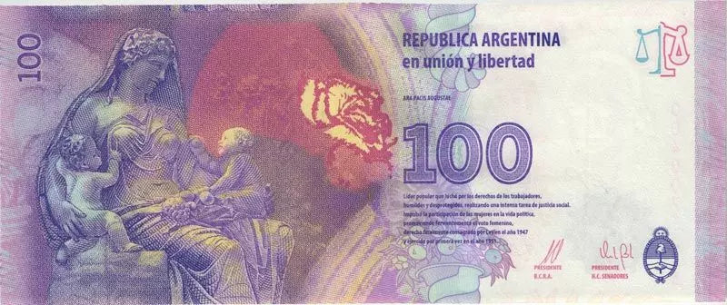 Billet de 100 Pesos Argentins Evita Peron 2017