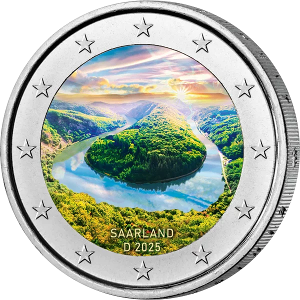 2 euros Allemagne Sarre Saar Loop 2025 avec application couleur et hologramme
