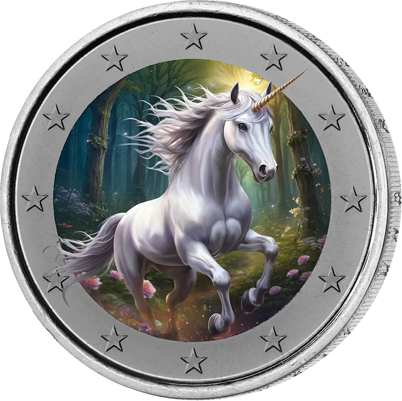 Licorne fantastique phosphorescente, édition artiste 2 euros