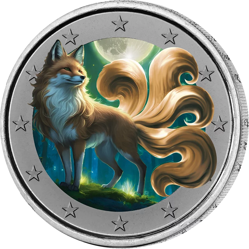 2 euros Édition Artiste Fantasy Kitsune Phosphorescent