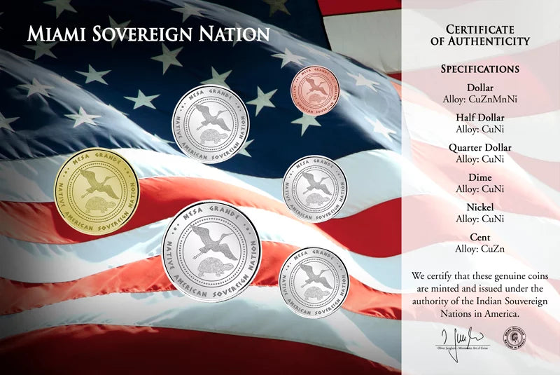 Série de pièces de monnaie amérindiennes de 1 cent à 1 dollar de Miami (2026)