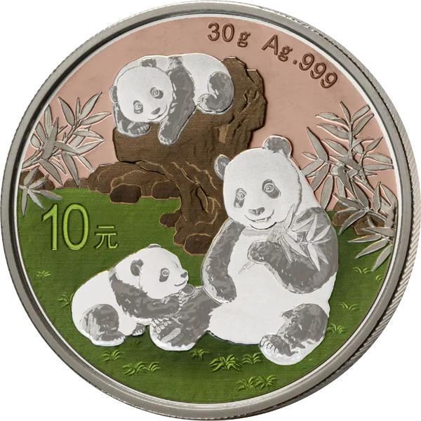 Pièce de 10 yuans de Chine, sélection Panda Premium 2025, ou rose et argent camée