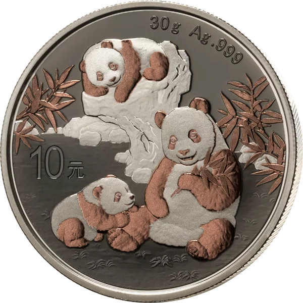 Pièce de 10 yuans de Chine, sélection Panda Premium 2025, en platine noir et or rose