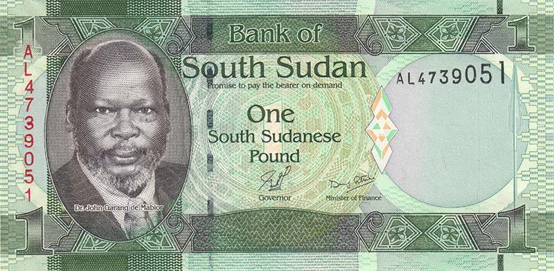 Billet de 1 livre Soudan du Sud John Garang de Mabior 2011