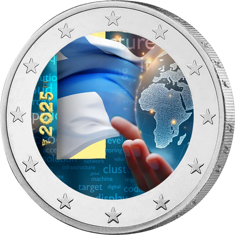 2 Euro Finlande Diplomatie et politique étrangère 2025 avec application couleur