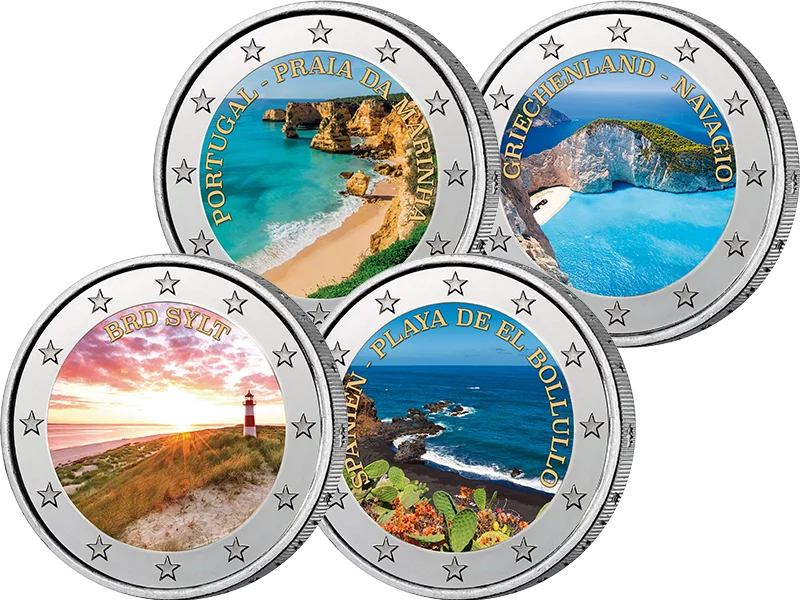 4 x 2 euros Les plus belles plages d'Europe avec application couleur