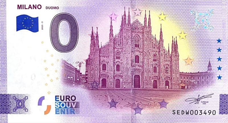 Billet de 0 euro, Italie, Cathédrale de Milan, 2025