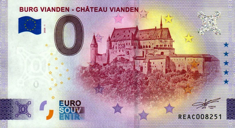 Billet de 0 euro Luxembourg Château de Vianden 2025