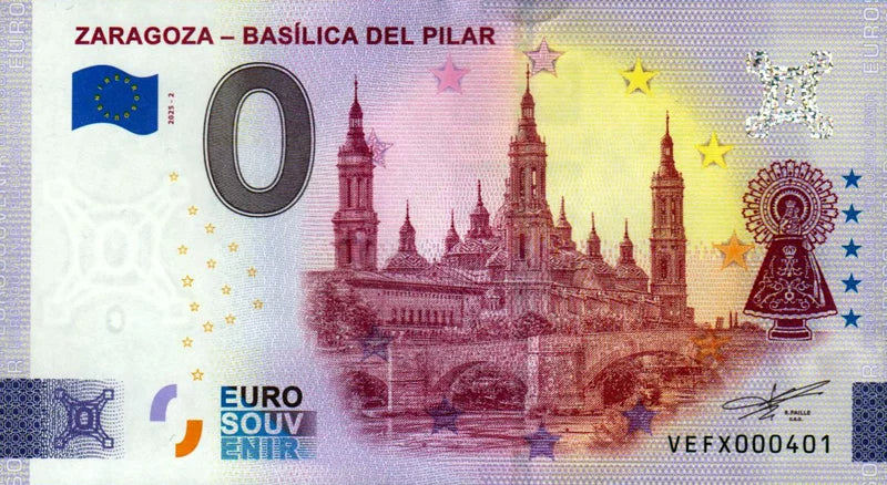 Billet de 0 euro Espagne Saragosse - Basilique du Pilar 2025