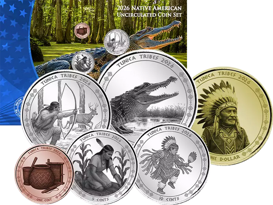 Ensemble de pièces amérindiennes de 1 cent à 1 dollar Tunica 2026