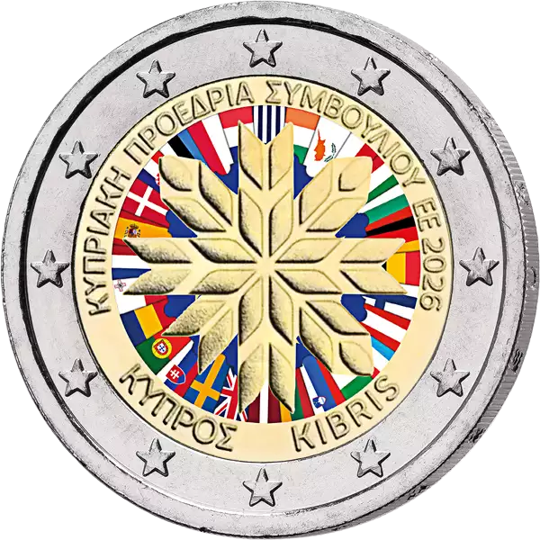 2 euros Chypre Présidence du Conseil de l'UE 2026 avec candidature couleur