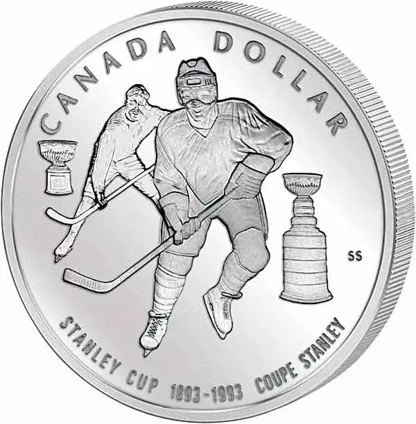 Pièce de 1 dollar canadien commémorant le 100e anniversaire de la Coupe Stanley de hockey sur glace de 1993 (preuve)