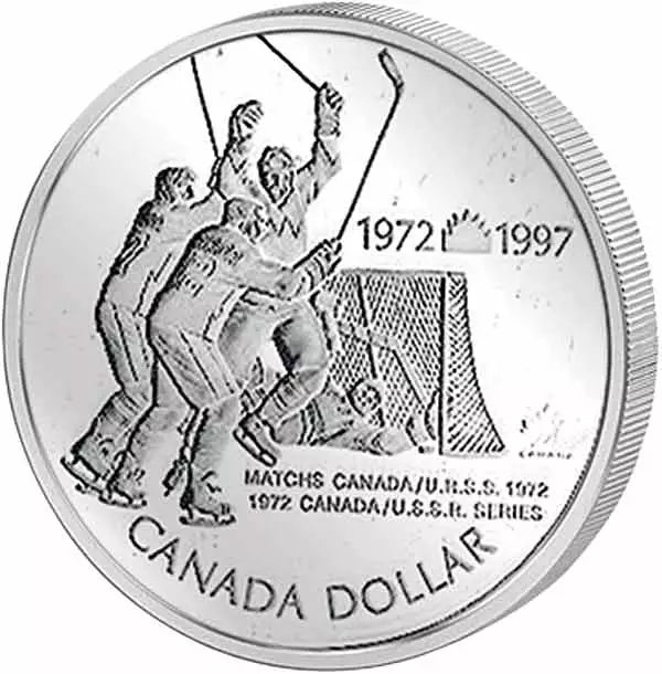 Billet de 1 dollar canadien commémorant les matchs de hockey sur glace de 1972 à 1997 (preuve)