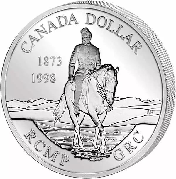 Pièce de 1 dollar canadien – 125e anniversaire de la Gendarmerie royale du Nord-Ouest – 1998 – Épreuve