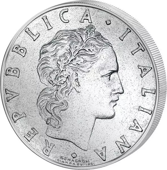50 Lire Italie Dieu du Feu Vulcanus sur l'enclume 1954-1989