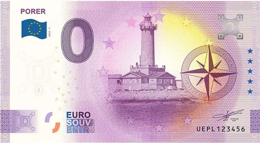 Billet de 0 euro Croatie Phare Île Porer 2022