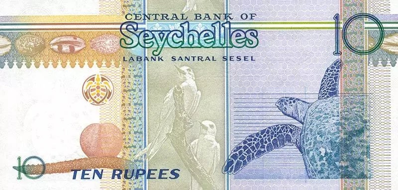 Billet de 10 roupies des Seychelles, 1998