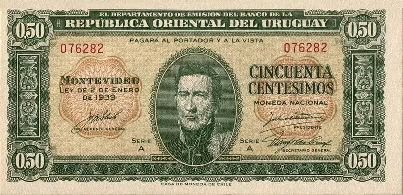 Lot de 2 billets de banque Uruguay 1939