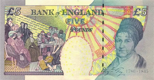 Billet de 5 £ - Grande-Bretagne - Elizabeth Fry - Ange des prisons 2012