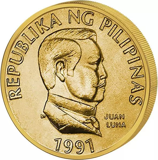 Pièces de monnaie en circulation de 25 et 50 sentimos et de 1 à 5 pesos aux Philippines, 1991-1994