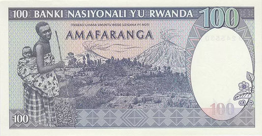 Billet de 100 francs rwandais Zèbre 1989
