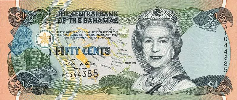 Billet de 1/2 dollar des Bahamas, Reine 2001