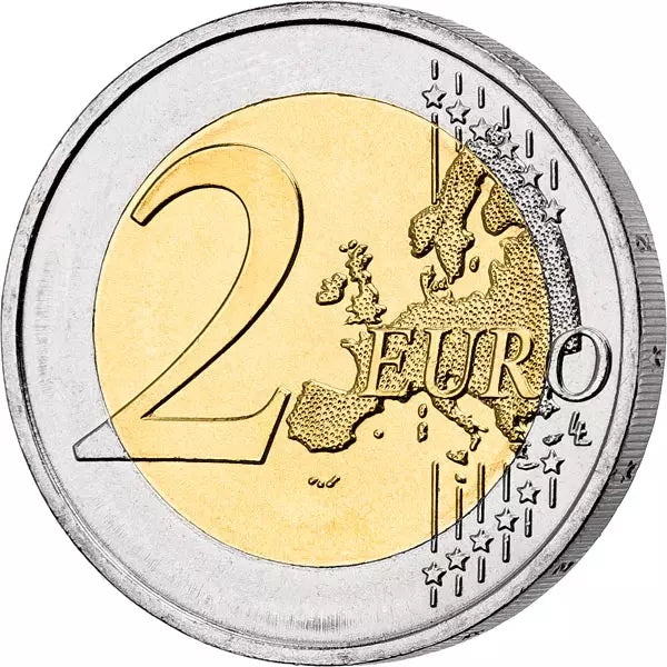 Pièce de 2 euros du Vatican, commémorant le 500e anniversaire de la mort de Pietro Perugino en 2023 (application couleur).