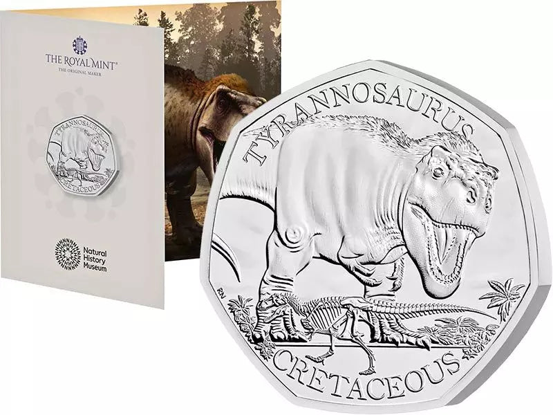 Pièce de 50 pence Dinosaures Grande-Bretagne - Tyrannosaure 2024