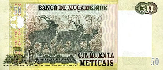 Billet de 50 Meticais Mozambique Famille Kudu 2006