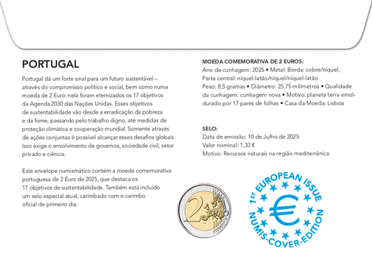 Lettre numismatique de 2 euros commémorant la participation du Portugal aux Jeux olympiques de 2024