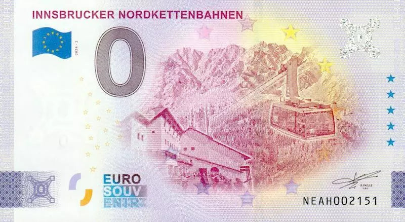 Billet de 0 euro Autriche Téléphériques Innsbrucker Nordkette 2024