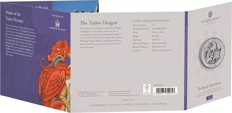 5 livres sterling Grande-Bretagne Bêtes Tudor - Dragon 2024