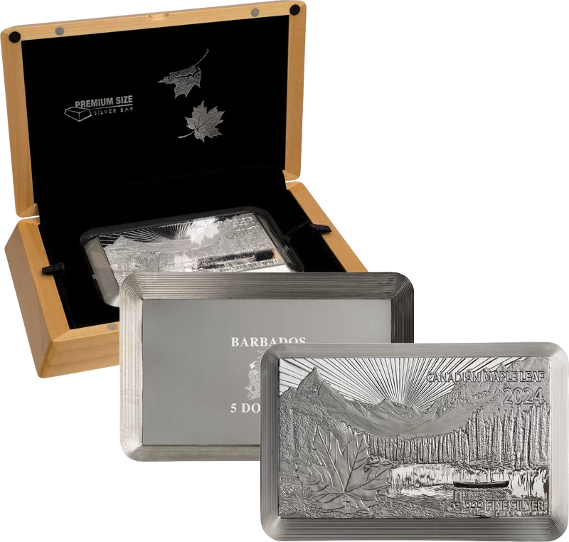 Lingot d'argent de qualité supérieure - Feuille d'érable 2024
