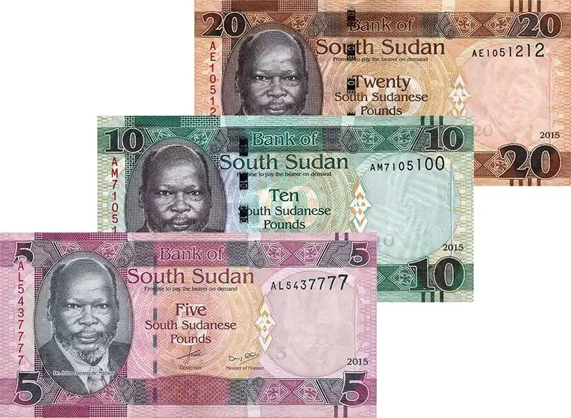 Série de billets de 5, 10 et 20 livres du Soudan du Sud (2015)