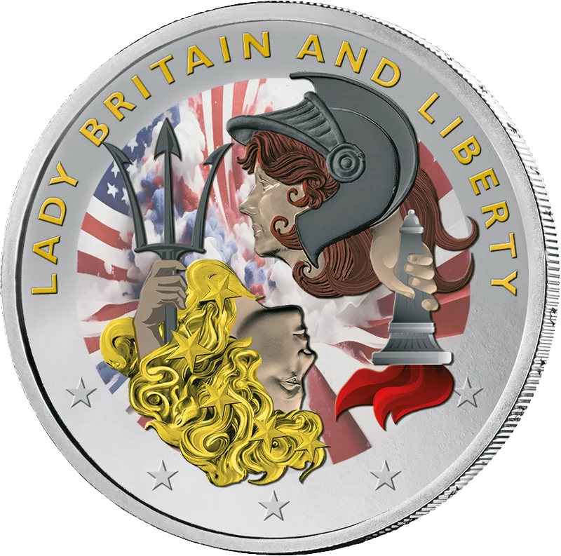 Édition d'artiste à 2 euros de Lady Britain et Lady Liberty