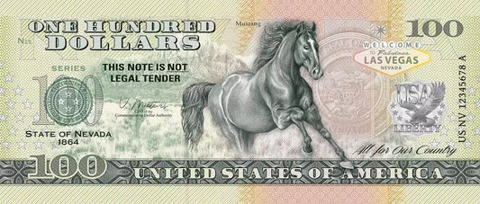 Billet de 100 dollars américains – Nevada Mustang 2022