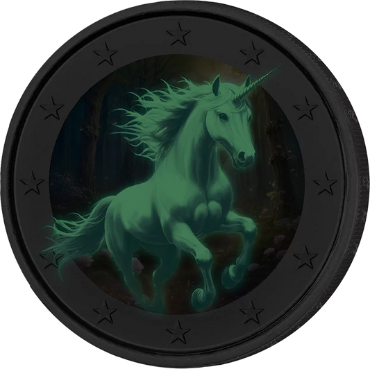 Licorne fantastique phosphorescente, édition artiste 2 euros