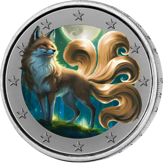 2 euros Édition Artiste Fantasy Kitsune Phosphorescent