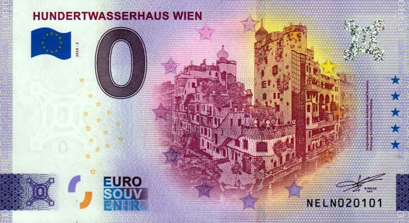 Billet de 0 euro Autriche Maison Hundertwasser Vienne 2024