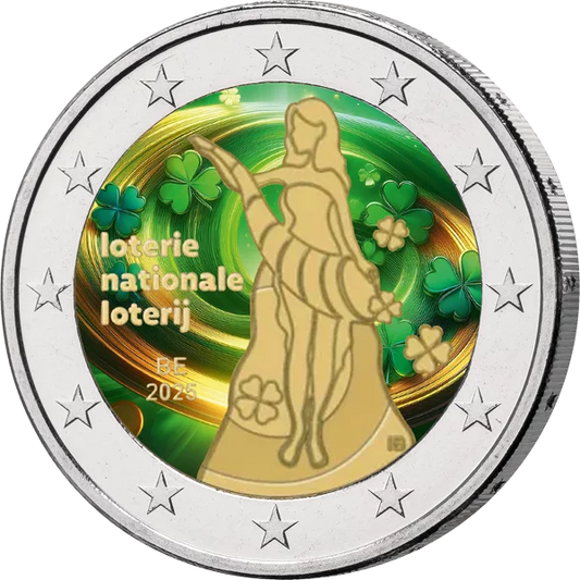 Loterie Nationale Belgique 2025, billet de 2 euros avec application couleur