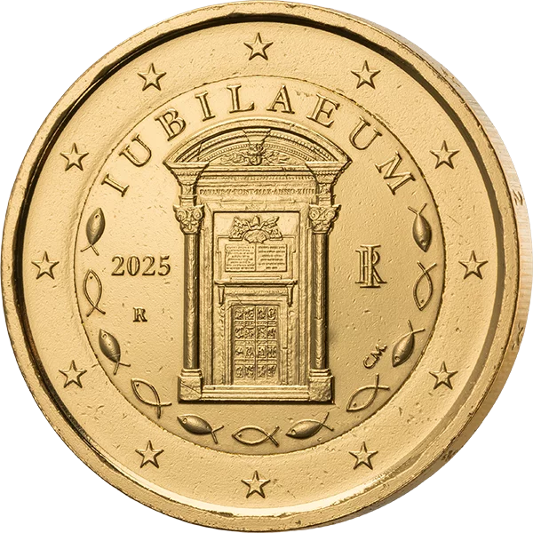 Pièce commémorative de 2 euros Italie Année Sainte 2025, édition premium entièrement plaquée or