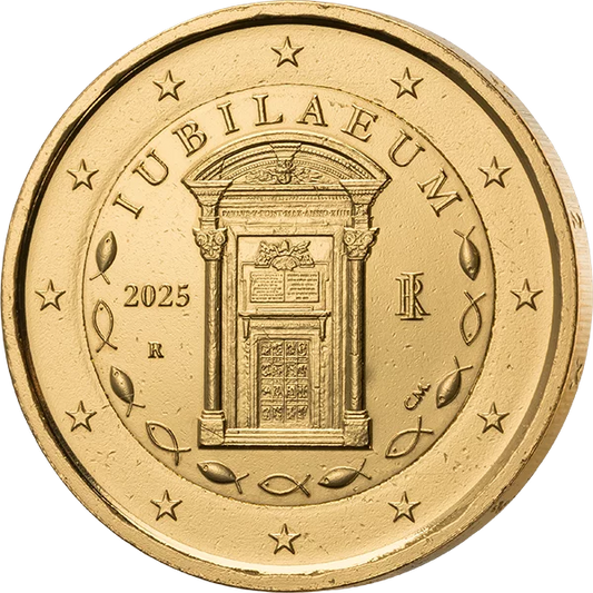 Pièce commémorative de 2 euros Italie Année Sainte 2025, édition premium entièrement plaquée or