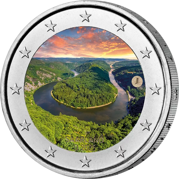 2 euros Allemagne Sarre Boucle de la Sarre 2025 avec application couleur